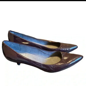 Stuart Weitzman Patent Leather Purple kitten Heels